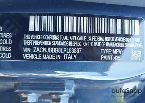 2020 Jeep Renegade Latitude 4X4 from USA, damaged, VIN ZACNJBBB8LPL83887